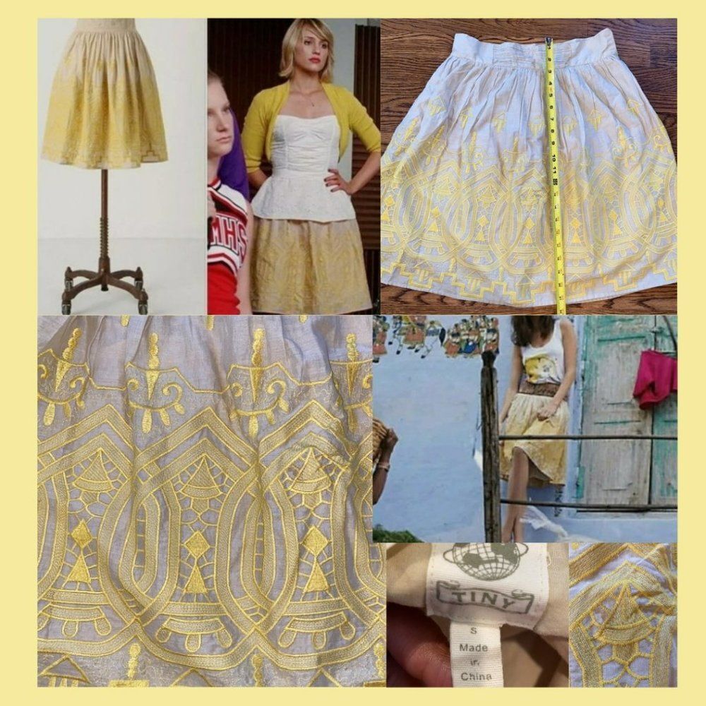 Anthropologie TINY Embroidered SUN STITCHED Skirt EUC
